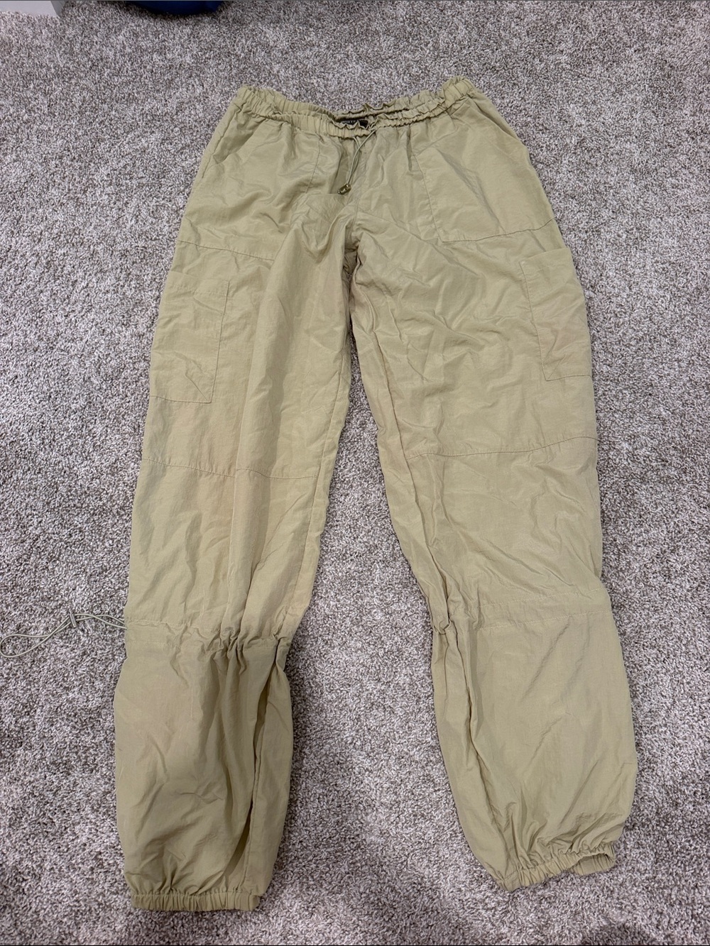 White Fox Boutique Olive Drawstring Cargo Joggers